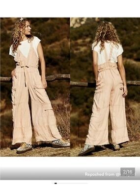 Wide-Leg Utility Jumpsuit in Light Pink